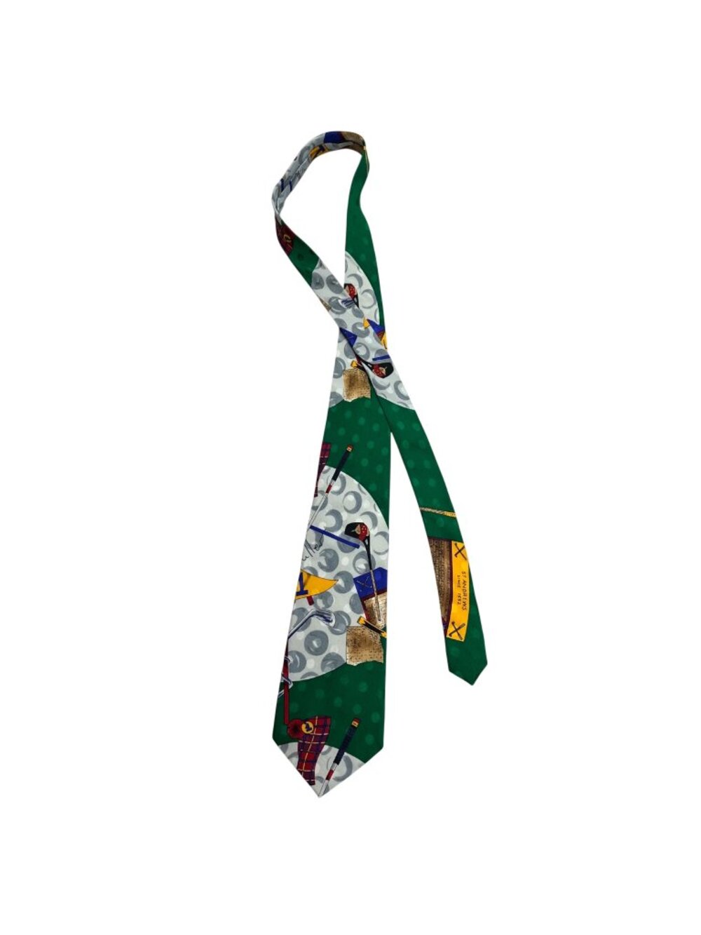 Nicole Miller Silk St. Andrews Golf Theme Necktie Scotland Vintage 1990